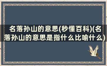 名落孙山的意思(秒懂百科)(名落孙山的意思是指什么比喻什么)