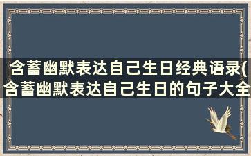 含蓄幽默表达自己生日经典语录(含蓄幽默表达自己生日的句子大全)