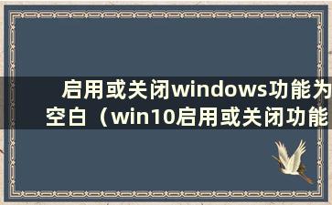 启用或关闭windows功能为空白（win10启用或关闭功能）