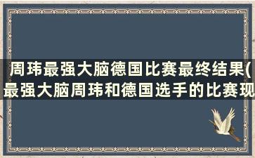 周玮最强大脑德国比赛最终结果(最强大脑周玮和德国选手的比赛现场)