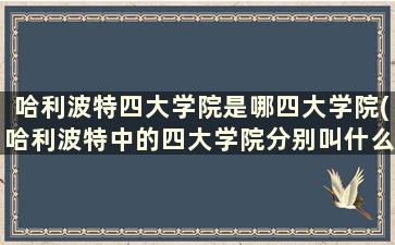 哈利波特四大学院是哪四大学院(哈利波特中的四大学院分别叫什么)