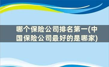 哪个保险公司排名第一(中国保险公司最好的是哪家)