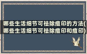 哪些生活细节可祛除痘印的方法(哪些生活细节可祛除痘印和痘印)