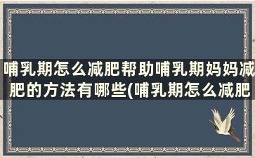 哺乳期怎么减肥帮助哺乳期妈妈减肥的方法有哪些(哺乳期怎么减肥帮助哺乳期妈妈减肥的方法)