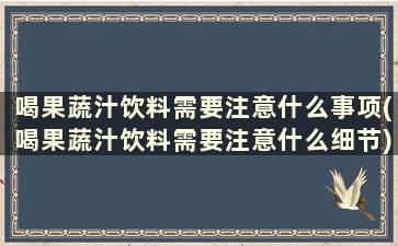 喝果蔬汁饮料需要注意什么事项(喝果蔬汁饮料需要注意什么细节)