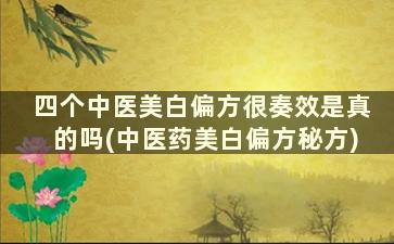 四个中医美白偏方很奏效是真的吗(中医药美白偏方秘方)