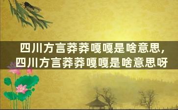 四川方言莽莽嘎嘎是啥意思,四川方言莽莽嘎嘎是啥意思呀