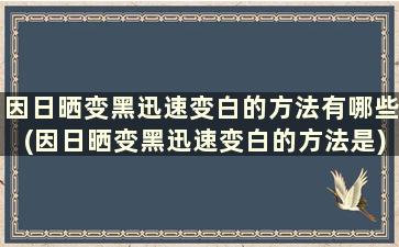 因日晒变黑迅速变白的方法有哪些(因日晒变黑迅速变白的方法是)