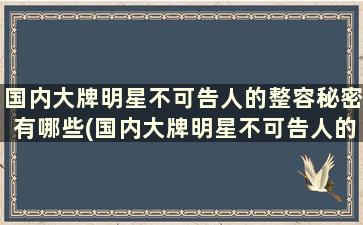 国内大牌明星不可告人的整容秘密有哪些(国内大牌明星不可告人的整容秘密是真的吗)