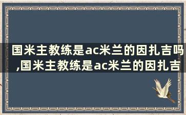 国米主教练是ac米兰的因扎吉吗,国米主教练是ac米兰的因扎吉吗知乎