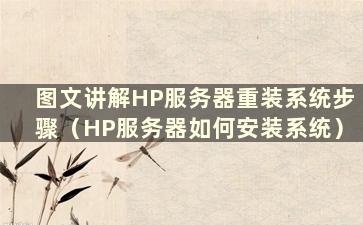 图文讲解HP服务器重装系统步骤（HP服务器如何安装系统）