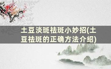 土豆淡斑祛斑小妙招(土豆祛斑的正确方法介绍)