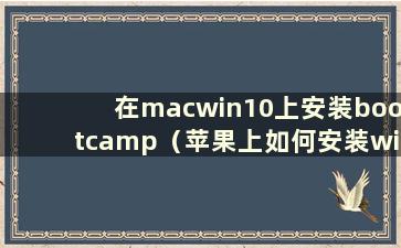 在macwin10上安装bootcamp（苹果上如何安装win10驱动）