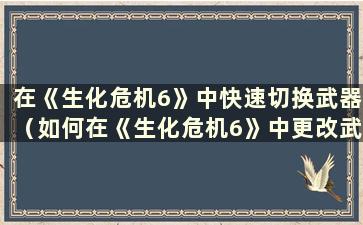 在《生化危机6》中快速切换武器（如何在《生化危机6》中更改武器）