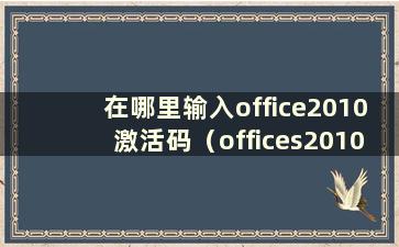 在哪里输入office2010激活码（offices2010激活码）