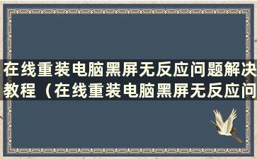 在线重装电脑黑屏无反应问题解决教程（在线重装电脑黑屏无反应问题解决方法图）