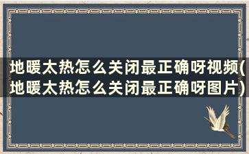 地暖太热怎么关闭最正确呀视频(地暖太热怎么关闭最正确呀图片)