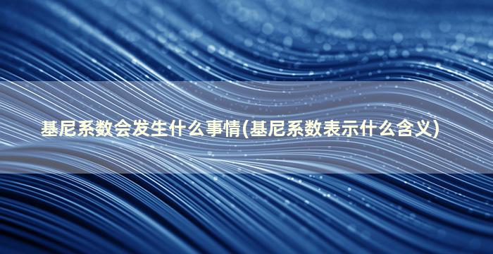 基尼系数会发生什么事情(基尼系数表示什么含义)