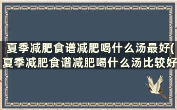 夏季减肥食谱减肥喝什么汤最好(夏季减肥食谱减肥喝什么汤比较好)