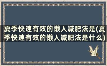 夏季快速有效的懒人减肥法是(夏季快速有效的懒人减肥法是什么)