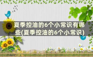 夏季控油的6个小常识有哪些(夏季控油的6个小常识)