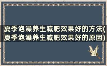 夏季泡澡养生减肥效果好的方法(夏季泡澡养生减肥效果好的原因)