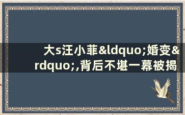 大s汪小菲“婚变”,背后不堪一幕被揭开(大s替汪小菲道歉新闻)