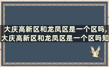 大庆高新区和龙凤区是一个区吗,大庆高新区和龙凤区是一个区吗知乎