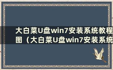 大白菜U盘win7安装系统教程图（大白菜U盘win7安装系统教程图）