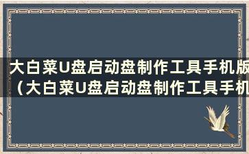 大白菜U盘启动盘制作工具手机版（大白菜U盘启动盘制作工具手机版）