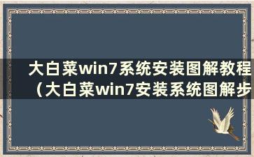 大白菜win7系统安装图解教程（大白菜win7安装系统图解步骤）