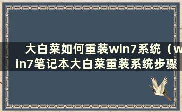 大白菜如何重装win7系统（win7笔记本大白菜重装系统步骤图）