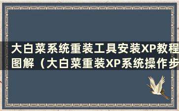 大白菜系统重装工具安装XP教程图解（大白菜重装XP系统操作步骤）