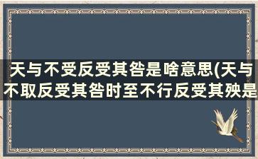 天与不受反受其咎是啥意思(天与不取反受其咎时至不行反受其殃是什么意思)