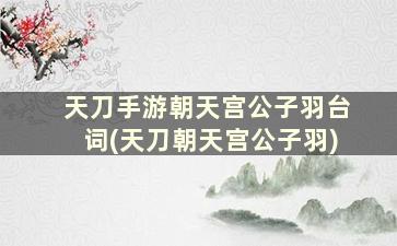 天刀手游朝天宫公子羽台词(天刀朝天宫公子羽)