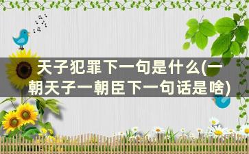 天子犯罪下一句是什么(一朝天子一朝臣下一句话是啥)