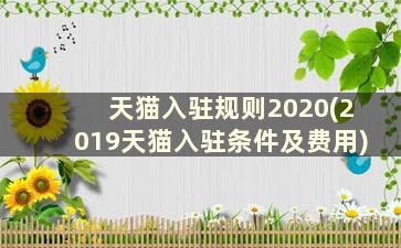 天猫入驻规则2020(2019天猫入驻条件及费用)