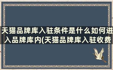 天猫品牌库入驻条件是什么如何进入品牌库内(天猫品牌库入驻收费)