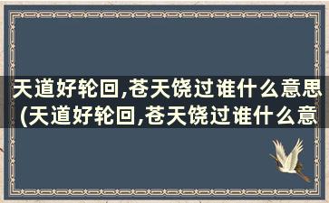 天道好轮回,苍天饶过谁什么意思(天道好轮回,苍天饶过谁什么意思呀)