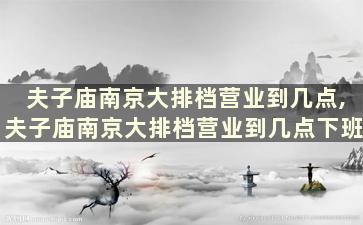 夫子庙南京大排档营业到几点,夫子庙南京大排档营业到几点下班