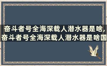 奋斗者号全海深载人潜水器是啥,奋斗者号全海深载人潜水器是啥国家重点研发计划