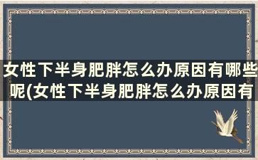 女性下半身肥胖怎么办原因有哪些呢(女性下半身肥胖怎么办原因有哪些表现)