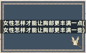 女性怎样才能让胸部更丰满一点(女性怎样才能让胸部更丰满一些)