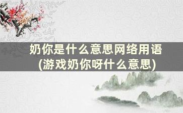 奶你是什么意思网络用语(游戏奶你呀什么意思)