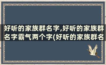 好听的家族群名字,好听的家族群名字霸气两个字(好听的家族群名字大全)