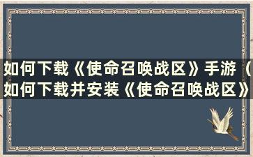 如何下载《使命召唤战区》手游（如何下载并安装《使命召唤战区》）