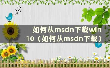 如何从msdn下载win10（如何从msdn下载）