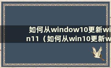 如何从window10更新win11（如何从win10更新win11）