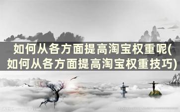 如何从各方面提高淘宝权重呢(如何从各方面提高淘宝权重技巧)