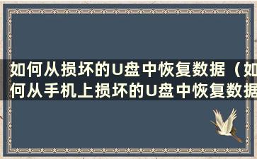 如何从损坏的U盘中恢复数据（如何从手机上损坏的U盘中恢复数据）